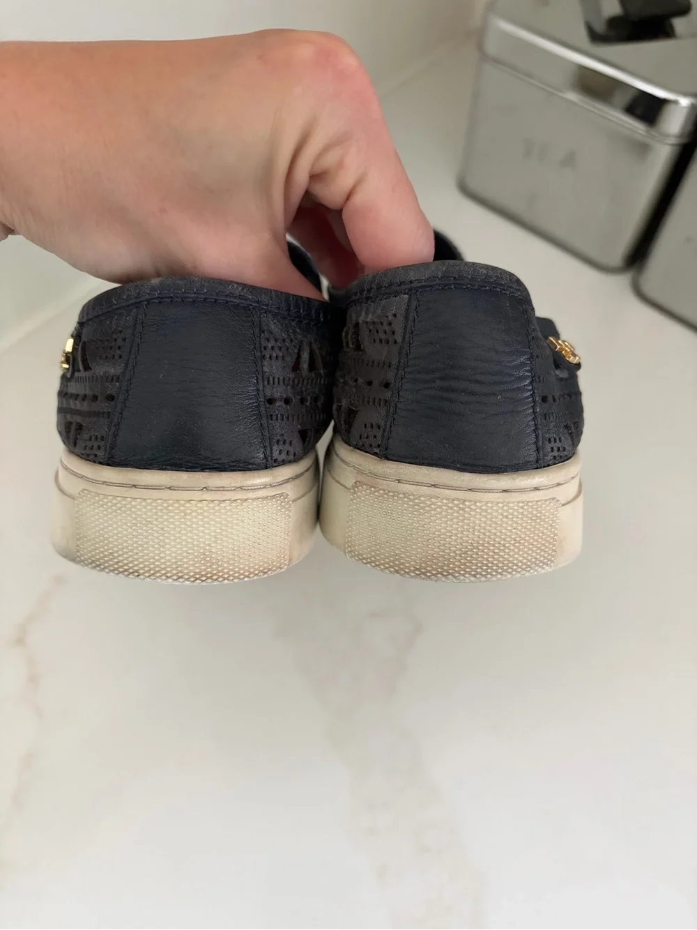 Tory Burch navy leather Slip-On Sneaker